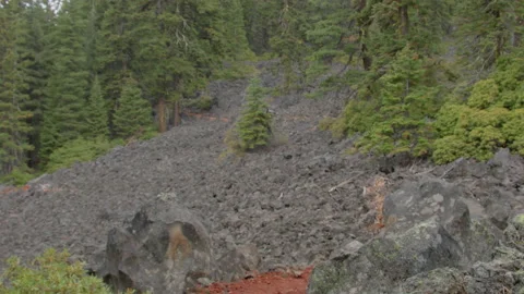 Backpacking across ancient lava flows on the Pacific Crest Trail, Oregon Stock Footage 169258964