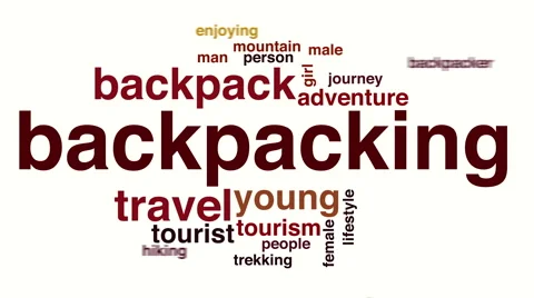 Backpacking animated word cloud. Stock Footage 68710577