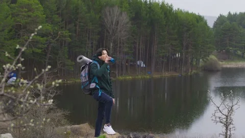 Backpacking man trekking. Stock-Footage 198960582