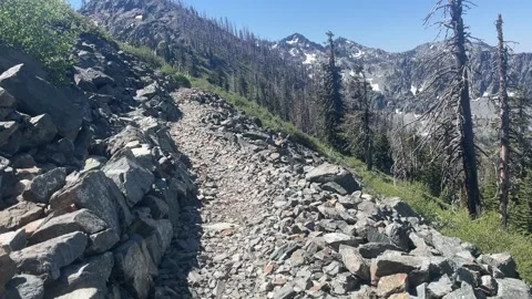 Backpacking Pacific Crest Trail in the Marble Mountains Wilderness in California Video stock 164253645