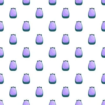 Backpacking travel seamless pattern featuring purple rucksacks Stock Illustration