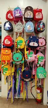 Backpacks in the store Stock Photos