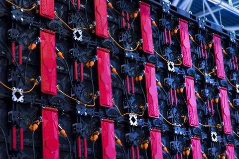 Backplane, back side of big Screen Monitor, Display LED Panels for advertisin Stock Photos