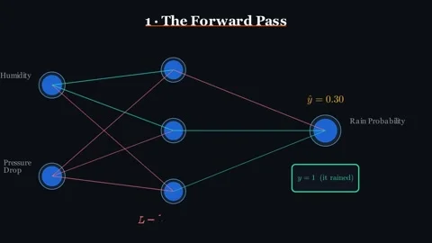 Backpropagation - how a network finds out it was wrong and fixes itself Vídeos de archivo 338446322