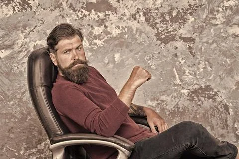 Backrest recline function tension adjustment. Man relax armchair. Soft Stock Photos