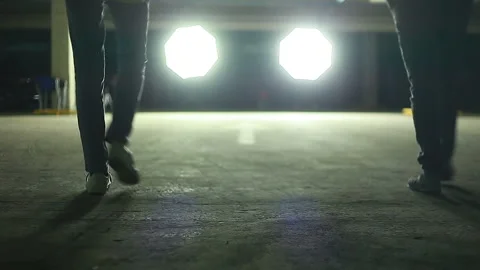 Backs of outgoing guys. Stock Footage 93008879