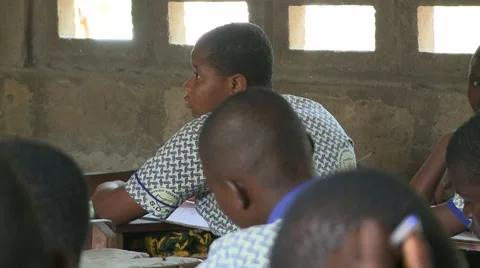 BACKS OF STUDENTS LISTENING TO TEACHER Stock Footage 60115963