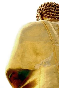 Backs of the Thai Golden triangle's big Buddha Stock Photos
