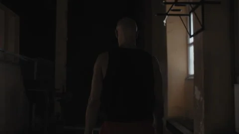 Backshot of a boxer training Vídeo Stock 258236470