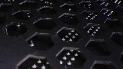 The backside of aluminum case protects computer chips. Close up Stock Footage 106638185