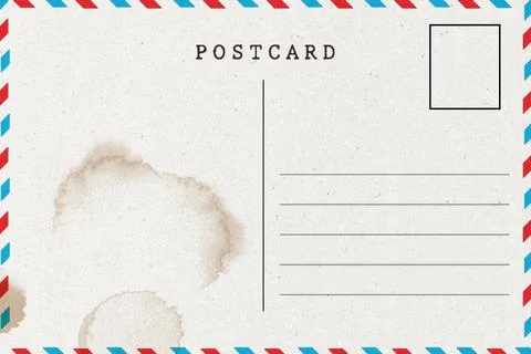 Backside of blank postcard with dirty stain Stock Photos