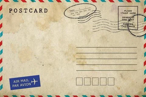 Backside of blank postcard with dirty stain Stock Photos