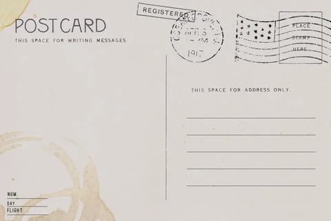 Backside of blank postcard with dirty stain Stock Photos