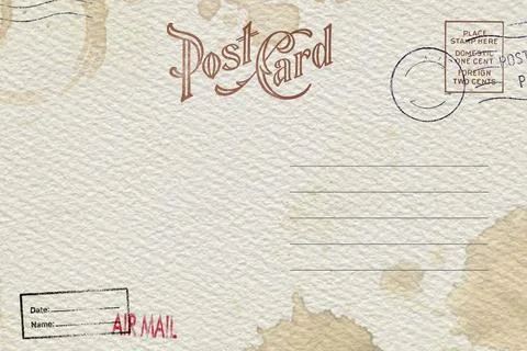Backside of blank postcard with dirty stain Stock Photos