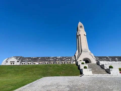 The backside of the Douaumont Ossuary located in Fleury-Devant Douaumont-Vaux Stock Photos