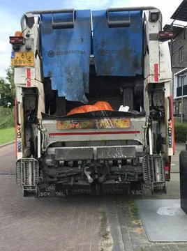 Backside of a garbage truck Stock Photos