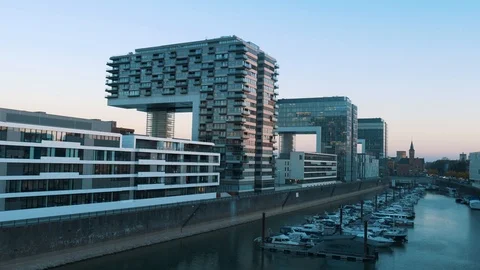Backside Of Kranhaeuser Of Cologne Stock Footage 96239565