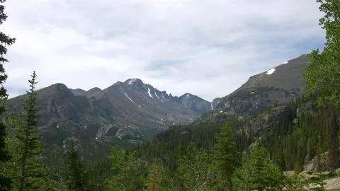 Backside of longs peak in rocky mountain national park 4k 60fps SLOW MOTION Stock Footage 135426646