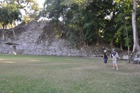 Backside of Maya Temple at Copan Ruins Stock Photos