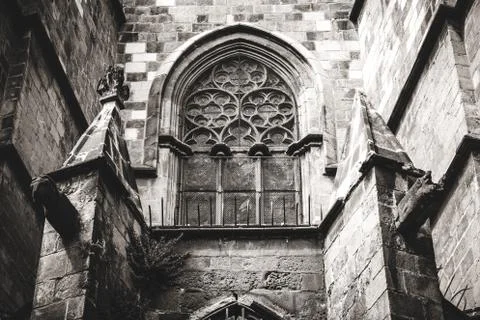 Backside of a metropolitan gothic cathedral Stock Photos