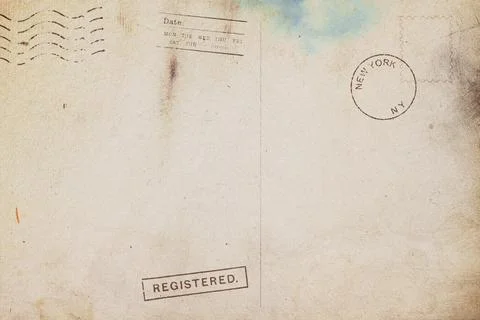 Backside of old postcard dirty stain Stock Photos
