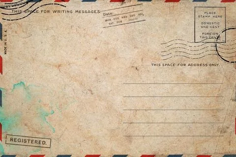 Backside of old postcard with dirty stain Stock Photos