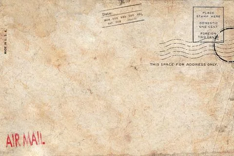 Backside of old postcard with dirty stain Foto stock