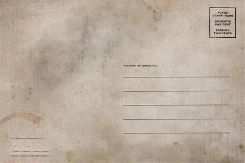 Backside of old postcard with dirty stains Stock Photos