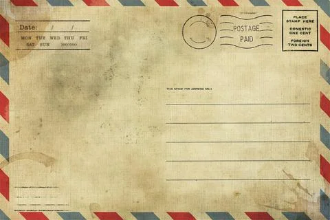 Backside of old postcard with dirty stains Foto stock