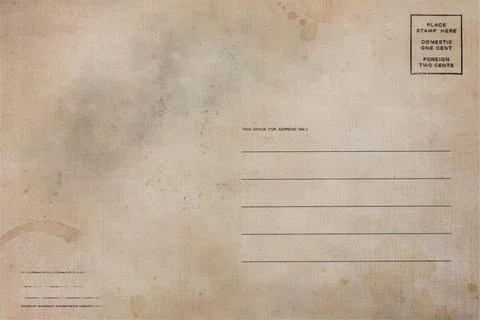 Backside of old postcard with stains Stock Photos