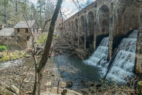 Backside of a old stone bridge Stock Photos