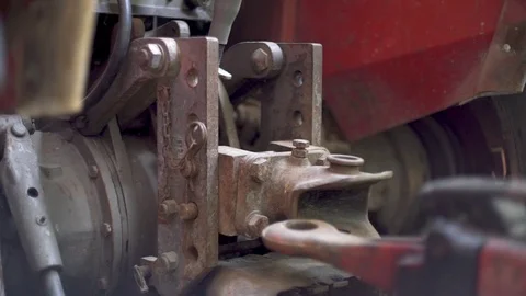 Backside of an old tractor Video stock 93832806