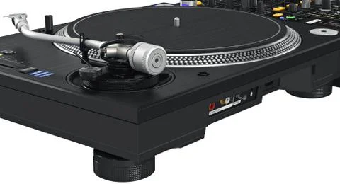 Backside panel dj table mixer, ports, controllers, close view Stock Illustration