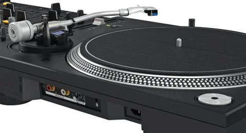 Backside panel turntable studio mixer, close view Stock Illustration