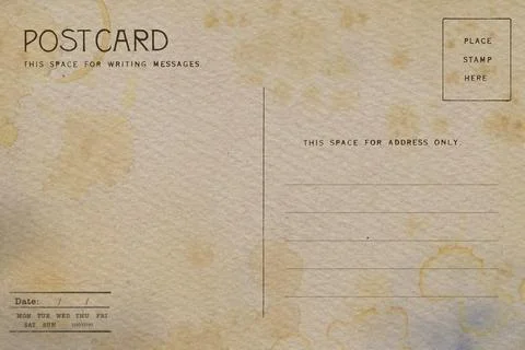 Backside of postcard with dirty stain Stock Photos