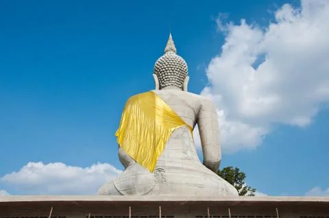 Backside of sitting buddha in thailand Stock Photos