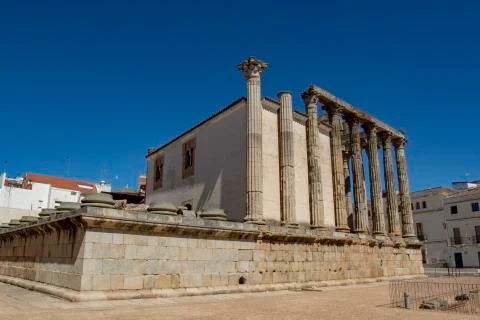 Backside of Temple of Diana, Merida, Spain Stock Photos
