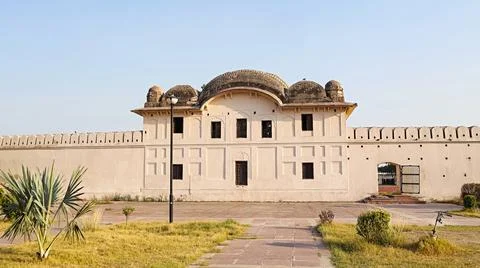 Backside view of Sheesh Mahal, Aam Khas Bagh, Fatehgarh Sahib, Punjab, India. Stock Photos