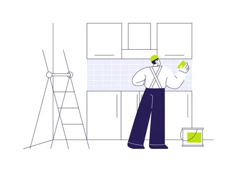 Backsplash installation abstract concept vector illustration. Stock Illustration