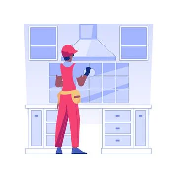 Backsplash installation isolated concept vector illustration. Ilustración de archivo