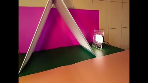 Backstage Camera Pan of Colorful Studio Light Setup with Lamp. Stock Footage 340034807