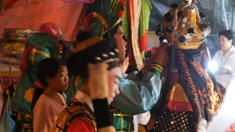 Backstage Chinese opera in Thailand Stock Footage 107904906