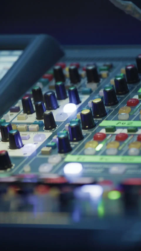Backstage control room. Control panel with multiple buttons and switches Stock Footage 254958255