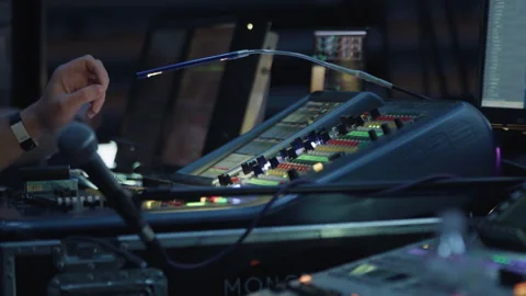 Backstage control room. Control panel with multiple buttons and switches Stock Footage 254958415