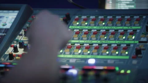 Backstage control room. Control panel with multiple buttons and switches Stock Footage 254958583