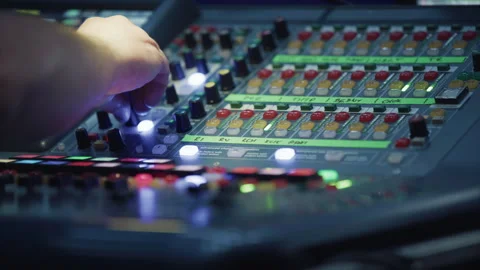 Backstage control room. Control panel with multiple buttons and switches Stock Footage 254958682