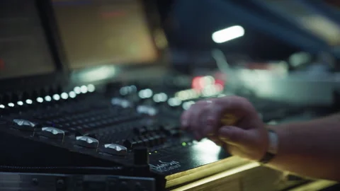 Backstage control room. Control panel with multiple buttons and switches Stock Footage 254959160