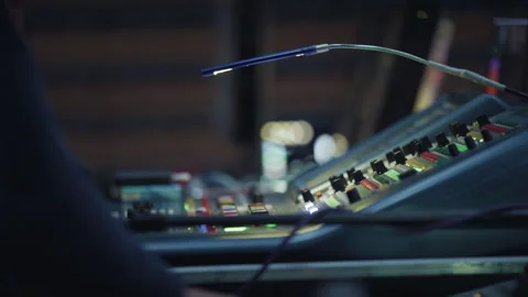 Backstage control room. Control panel with multiple buttons and switches Stock Footage 254959194