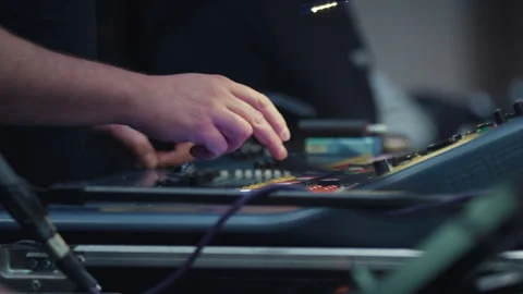 Backstage control room. Control panel with multiple buttons and switches Stock Footage 254959852