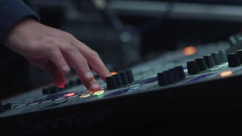 Backstage control room. Control panel with multiple buttons and switches Stock Footage 254959891